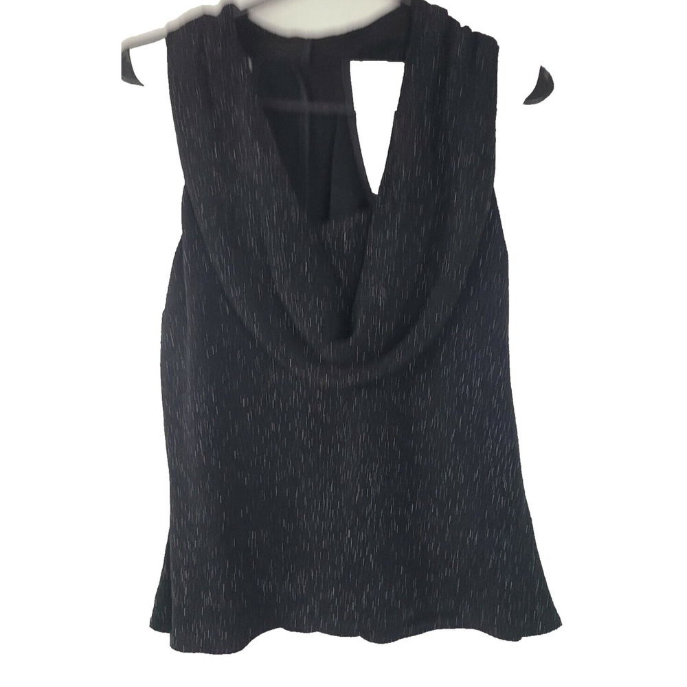 Scott McClintock Tank Top Womens 14 Black Cowl Neck Sparkle Formal Glam